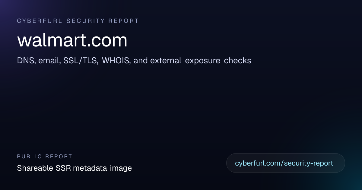 walmart.com Security Audit — DNS, Email & SSL Report